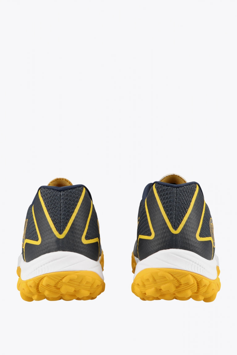 Osaka footwear Kai Mk1 in french navy and honey comb with logo. Back view