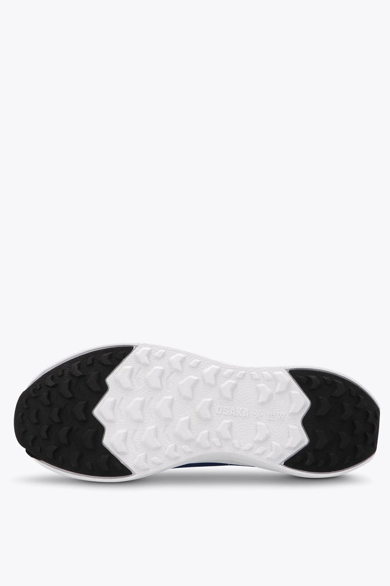 Osaka kids footwear in estate blue with logo in white. Sole view