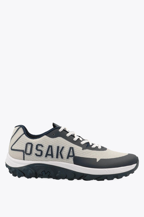 Osaka Footwear KAI Mk1 | Grey-Navy Osaka footwear Kai Mk1 in grey navy with logo in navy. Side view