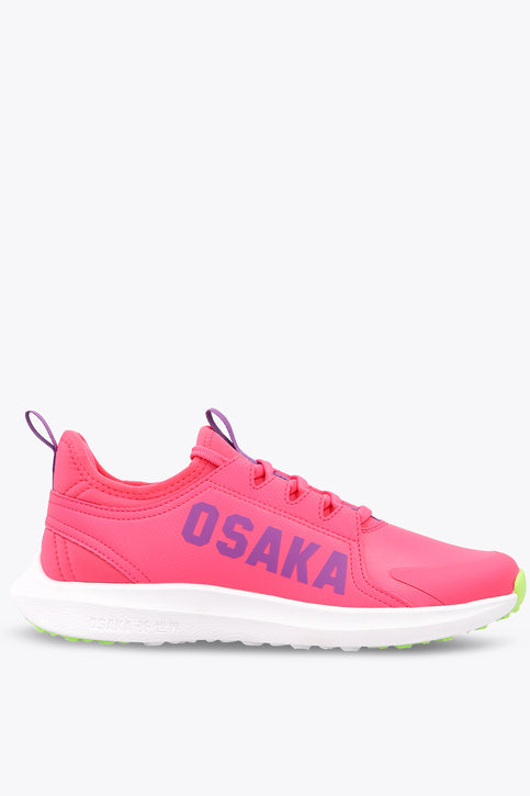 Osaka Kids Footwear Furo Play | Hot Pink Hot pink kids Furo Play sneakers with OSAKA side logo and lace-up front.