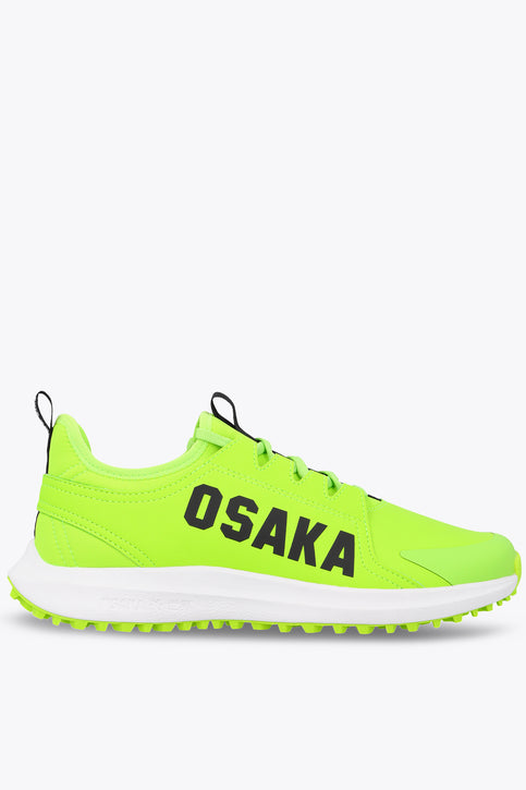Osaka Footwear Furo | Wild Lime Neon lime lace-up sneakers with 'OSAKA' logo and textured outsole