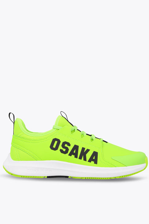 Osaka Footwear Furo Court | Wild Lime Lime green lace-up athletic sneaker with black OS logo and white sole