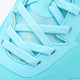 Light blue lace-up sneaker with textured knit upper and stitched overlays