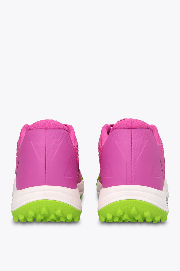 Rose Bud Osaka Ryu sneakers rear view with pink heel and green outsole edge