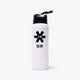 Osaka Kuro aluminium water bottle in white with logo in black. Front view
