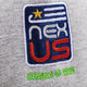 Osaka x Nexus cap in grey with Nexus logo in navy. Detail logo view