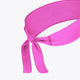 Rose Bud pink sports bandana with tied bow detail and white logo patch