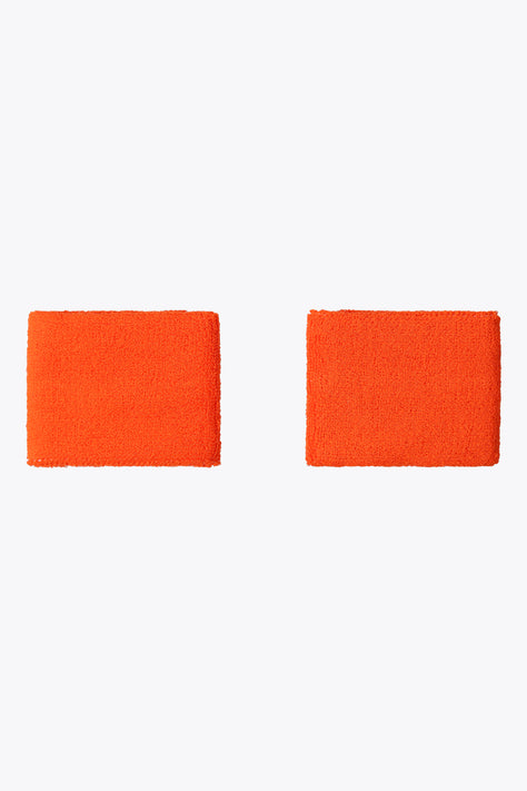 Osaka Sweatband Wrists | Orange Tiger Orange terry sweatband wrist pads with Osaka logo and Japanese text