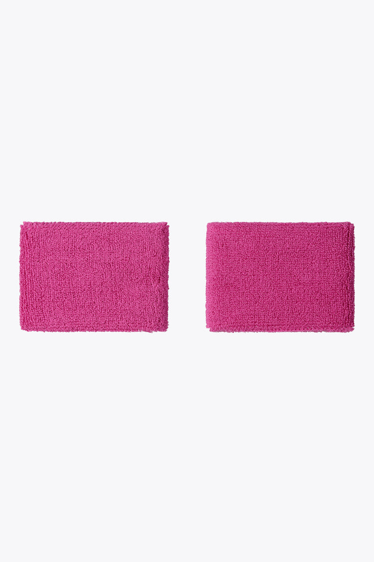 Rose Bud wrist sweatbands, solid rose terry fabric rectangle