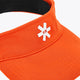 Orange visor close-up with white snowflake logo on front