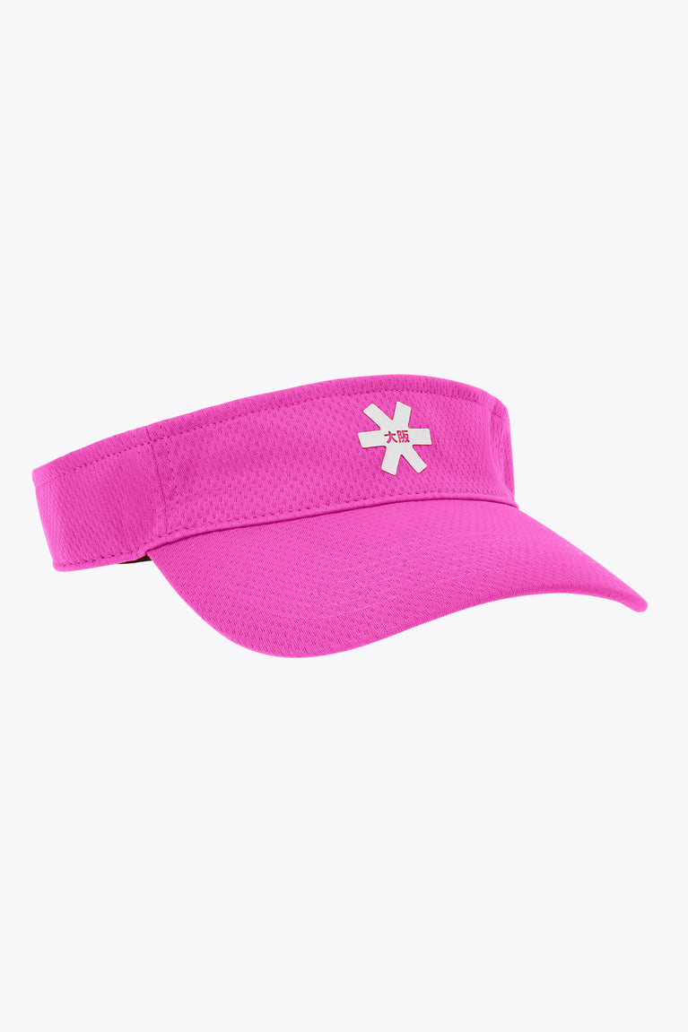 Osaka visor in Rose Bud pink, side view with white logo emblem