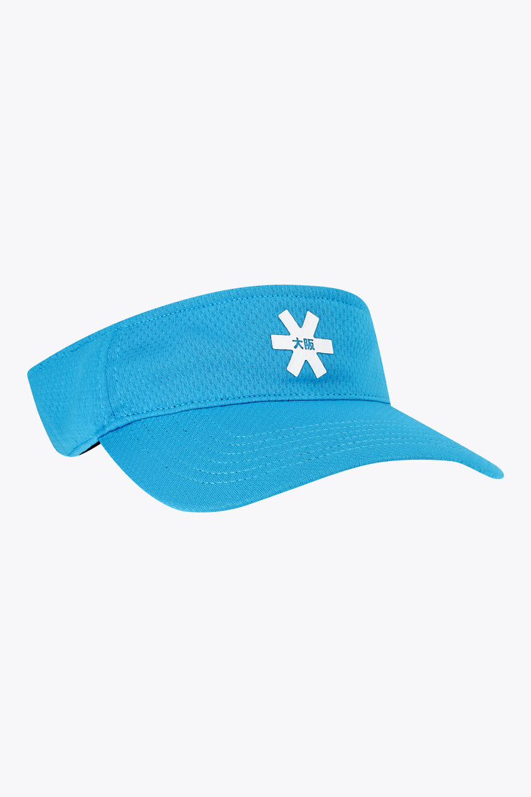Osaka visor in blue topaz with curved brim and front snowflake-style logo