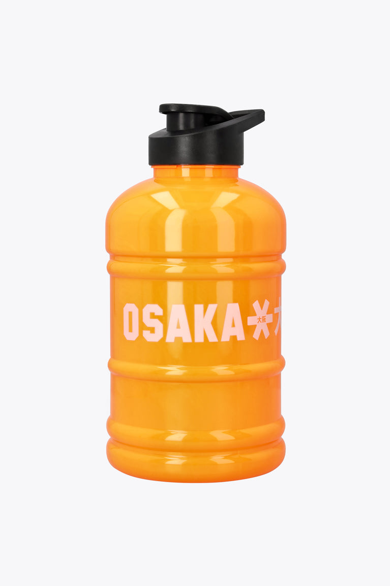 Orange Osaka Giga water bottle with black flip-top lid and “OSAKA” graphic