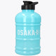 Osaka Giga water bottle in blue topaz with black flip spout, 'OSAKA' logo