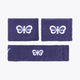 Navy terry sweatband set with bow logo, two wristbands and one wide band