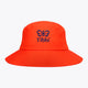 Bright orange bucket hat with Yibbi logo on front