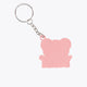 Pastel pink character charm keychain with metal ring and chain