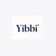 Yibbi text tattoo in blue on white square