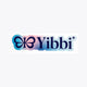 Blue and teal Yibbi sticker with bow logo and Yibbi text