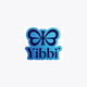 Light blue Yibbi sticker with bow logo and Yibbi text