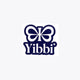 Navy and white Yibbi sticker with bow logo and Yibbi text