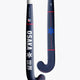 Dark blue hockey stick with curved blade, red line detail, and blue star mark