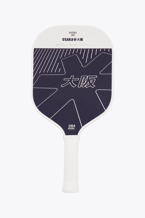 Osaka Pickleball Paddle Kazoku | Future Dusk Pickleball paddle with dark navy face and white edge, geometric lines and USA mark