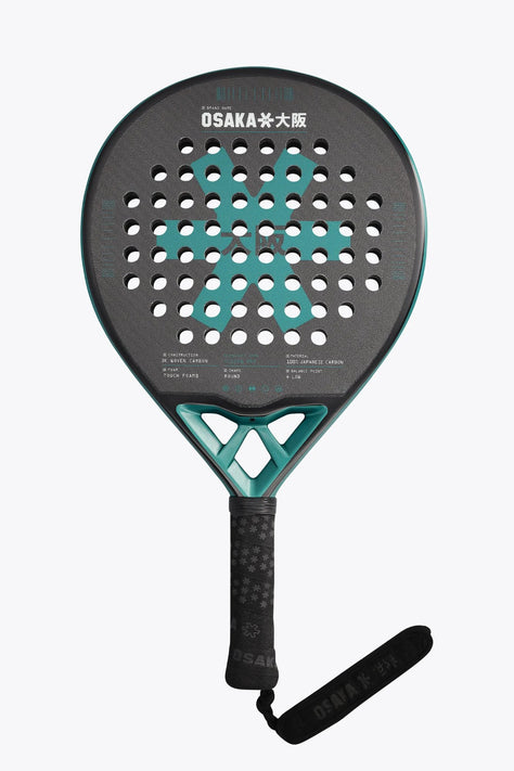 Osaka Padel Racket - Vision Pro - Control | Transformative Teal Teal and black Osaka control padel racket with perforated face and X guard