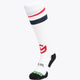 Roeselare Rangers Field Hockey Socks in white with Osaka logo in green. Front view