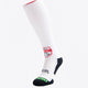 HC Knokke Field Hockey Socks in white with Osaka logo in green. Front view