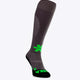 Osaka Field Hockey Socks in grey with Osaka logo in green. Side view