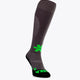 Osaka Field Hockey Socks in grey with Osaka logo in green. Side view