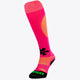 Osaka Field Hockey Socks in pink and yellow with Osaka logo in green. Front view