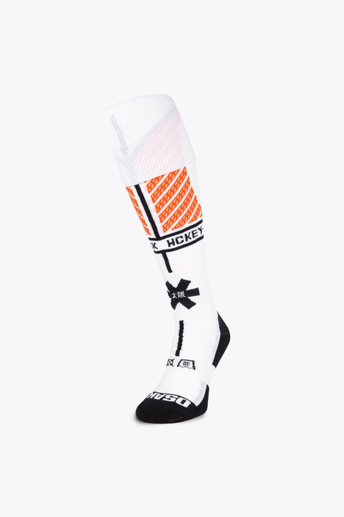 Osaka Field Hockey Socks | Moon White Osaka Field Hockey Socks in moon white with Osaka logo in white. Front view