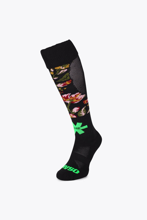 Osaka Field Hockey Socks | Vintage Flowers Osaka Field Hockey Socks in vintage flowers with Osaka logo in green. Front view