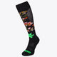 Osaka Field Hockey Socks in vintage flowers with Osaka logo in green. Front view