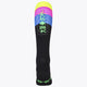 Osaka Field Hockey Socks fluo yellow, purple and blue with Osaka logo in green. Back view