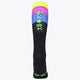 Osaka Field Hockey Socks fluo yellow, purple and blue with Osaka logo in green. Back view
