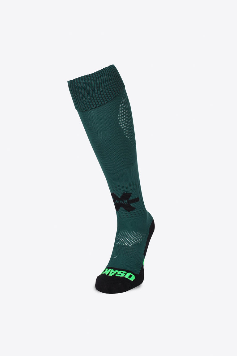 Osaka Field Hockey Socks forest with Osaka logo in green. Front view