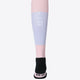 Osaka Field Hockey Socks violet and peach with Osaka logo in green. Back view