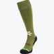 Osaka Field Hockey Socks in olive with Osaka logo in green. Front view