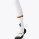 White field hockey socks with Belgium-style stripe band and black printed foot