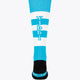 Yibbi light blue field hockey socks with vertical Yibbi logo and black toe