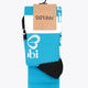 Yibbi light blue field hockey socks on retail package with black heel/toe