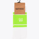 Yibbi sport socks in packaging, white with fluo green striped cuffs