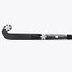 Indoor hockey stick with black blade and long shaft showing white geometric markings