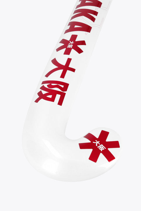 Osaka Field Hockey Stick Low Bow Advanced 40 | Hot Pink Osaka field hockey stick, hot pink and white low-bow curve.