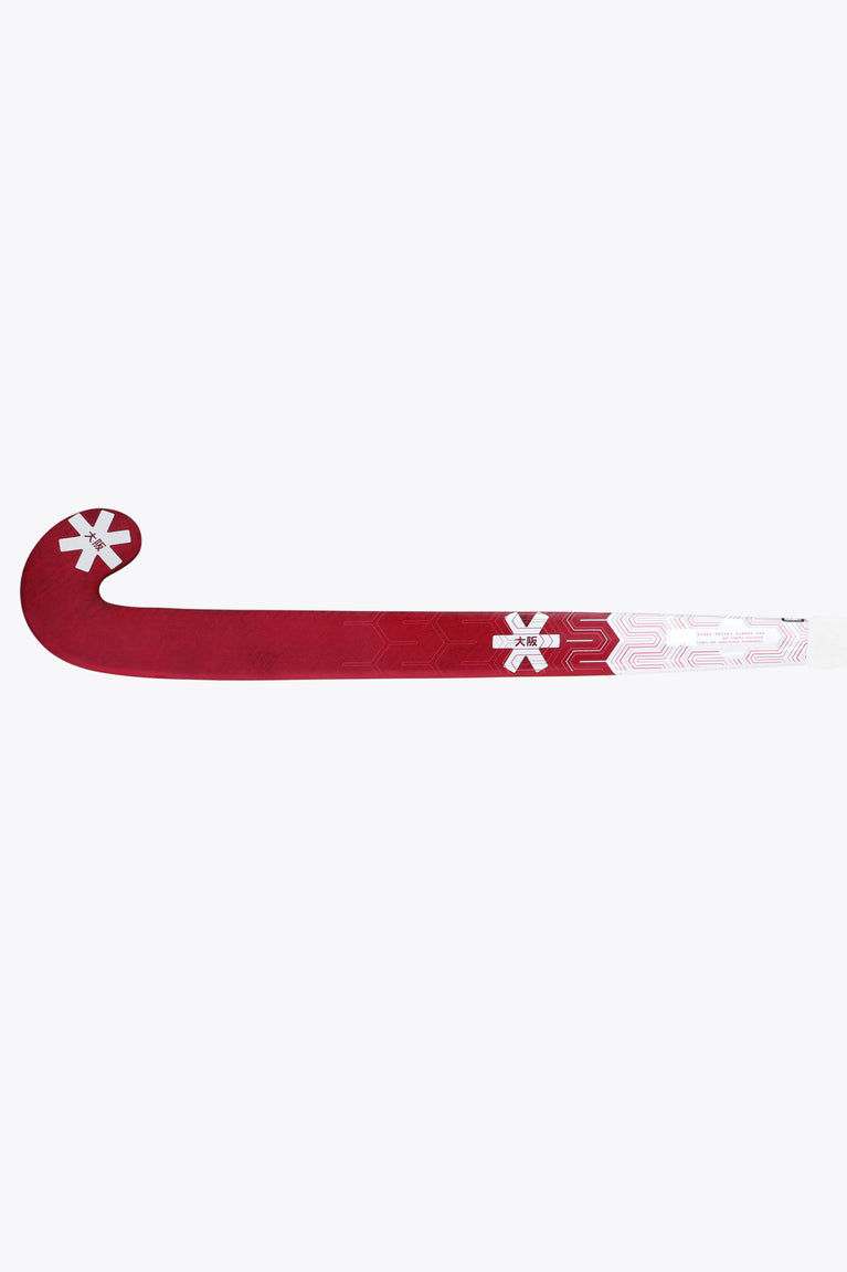 Hot pink low-bow field hockey stick blade with star and stripe graphics