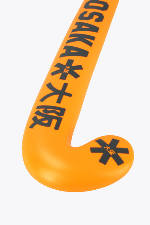 Osaka Field Hockey Stick Mid Bow WD | Orange Tiger Orange field hockey stick with Osaka graphics and mid-bow curved head