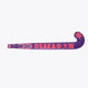 Royal purple hockey stick blade with OSaka branding and red patterned accents.